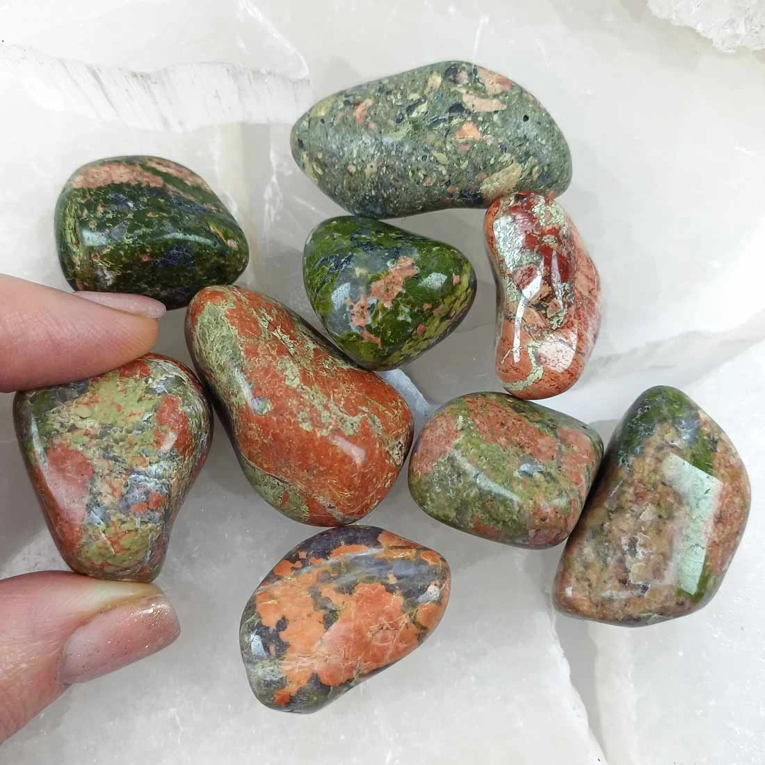 unakite tumbled stone