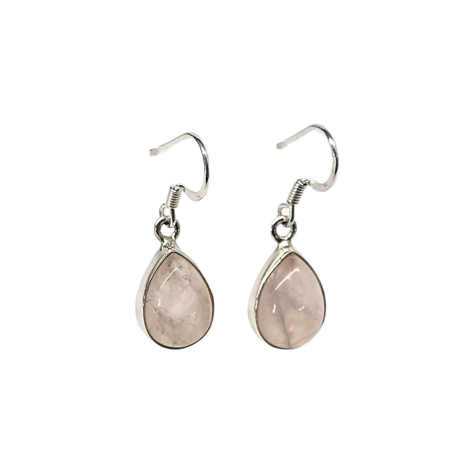 Rose Quartz Earrings - 925 Sterling Silver