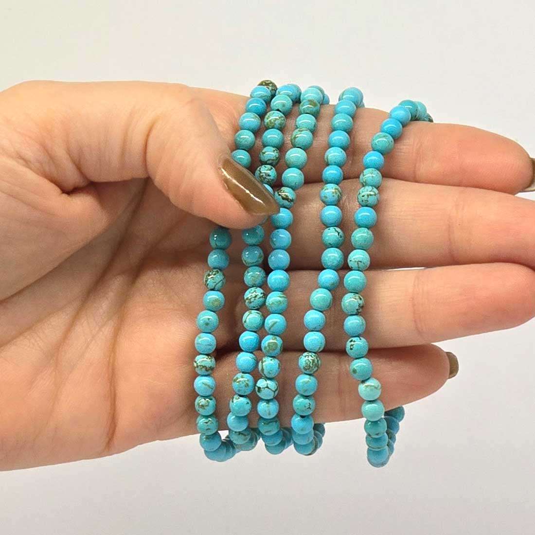 Turquoise Howlite 4mm Mini Bead Bracelet - Image 2