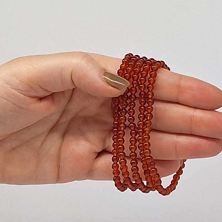 Carnelian Red 4mm Mini Bead Bracelet - Image 2
