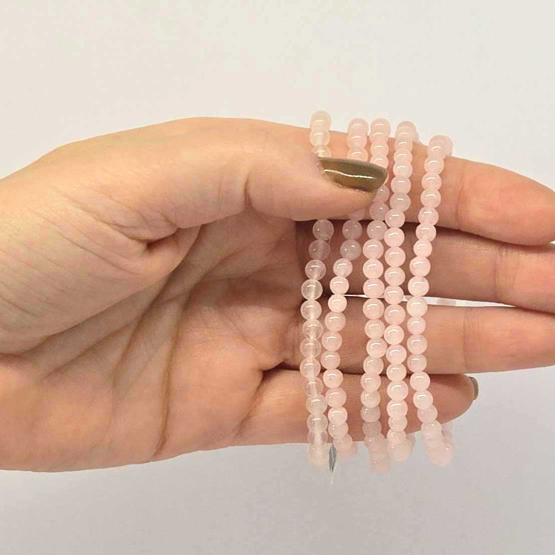 Rose Quartz Bracelet - 4mm Mini Bead - Image 2