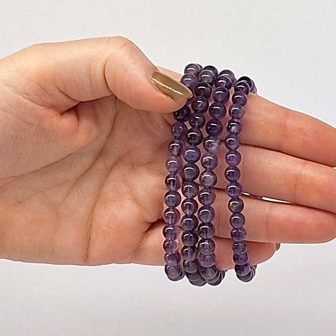 Amethyst 6mm Round Bead Bracelet - Image 2