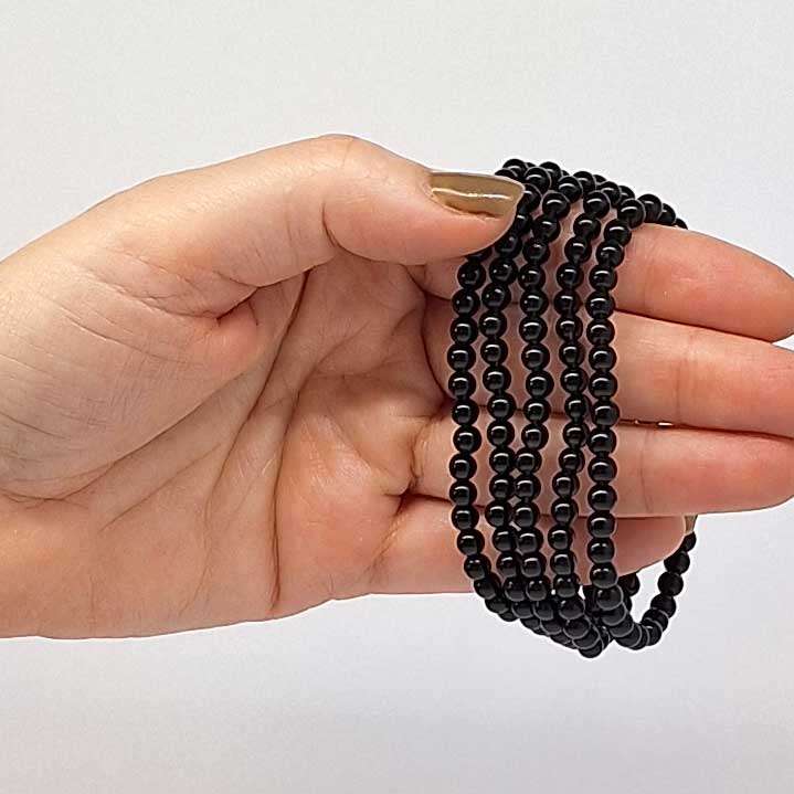 Black Obsidian 4mm Mini Bead Bracelet - Image 2