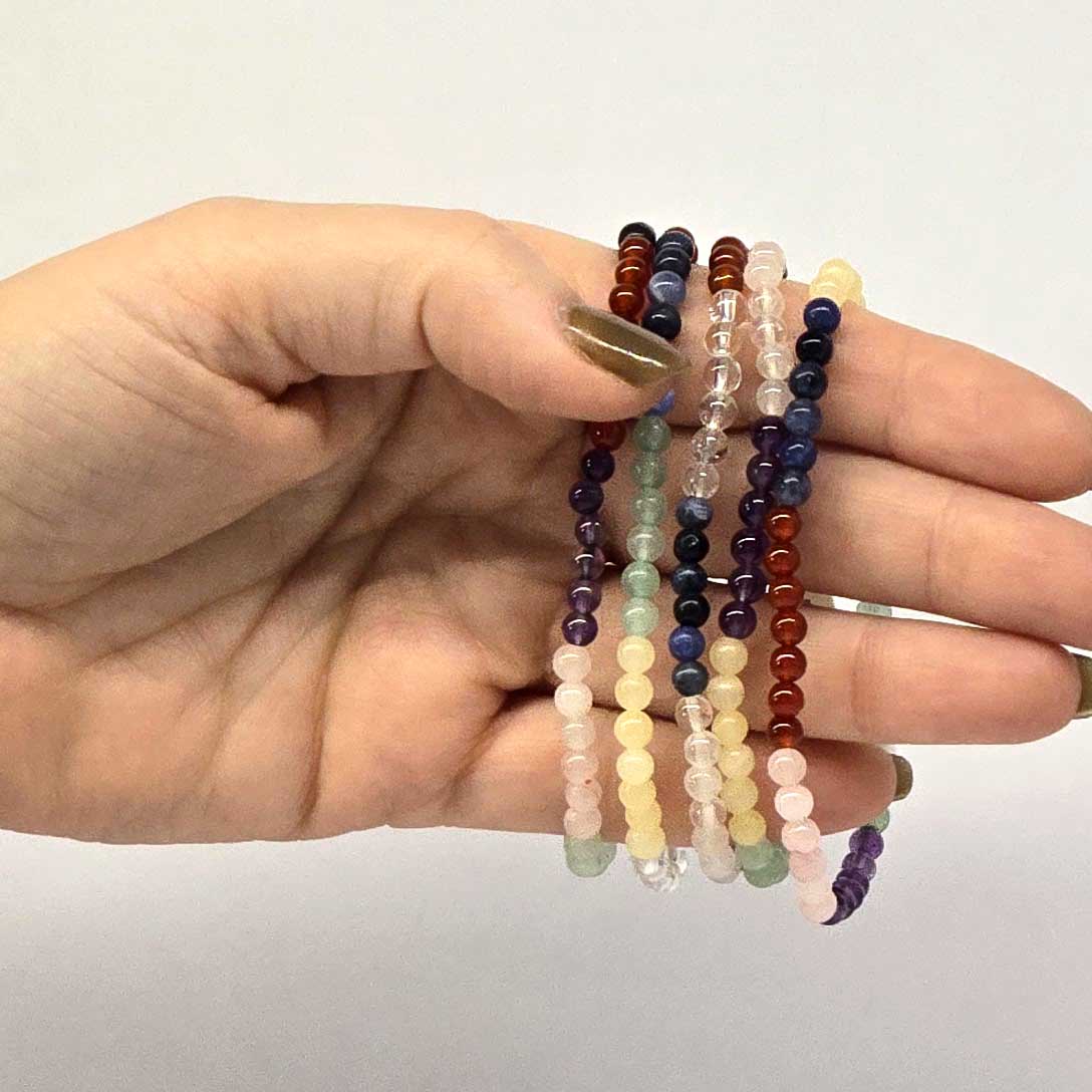 Chakras 4mm Mini Bead Bracelet - Image 2