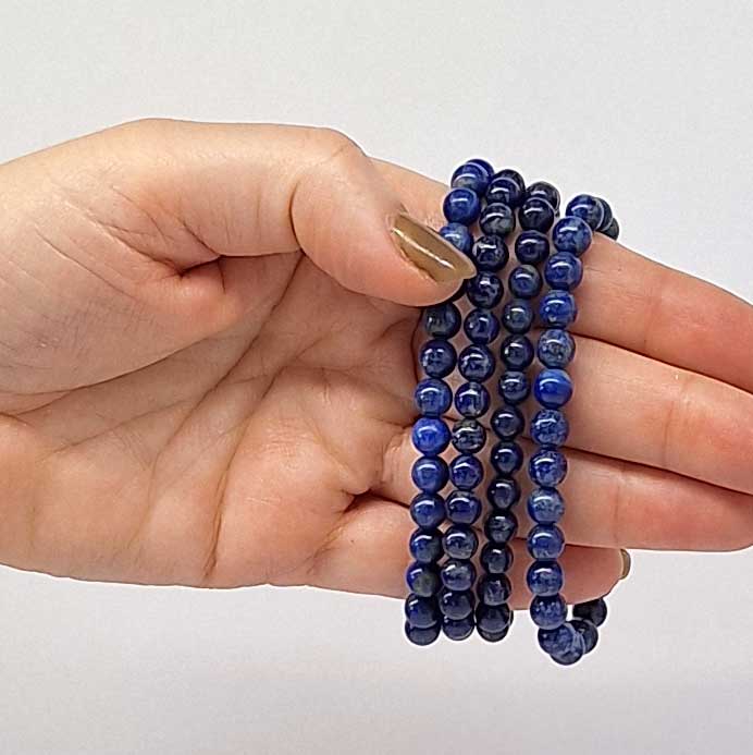 Lapis Lazuli 6mm Round Bead Bracelet - Image 2