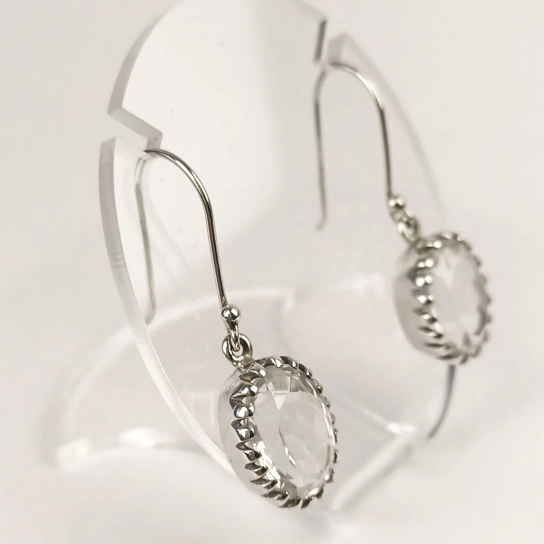 Clear Quartz Earrings Faceted - 925 Sterling Silver - Image 2