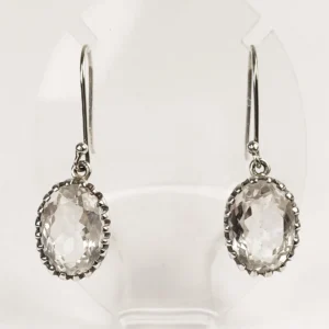 clear quartz earrings in sterling silver