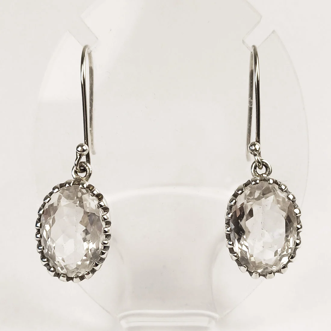 clear quartz earrings in sterling silver