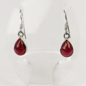 garnet earrings in sterling silver