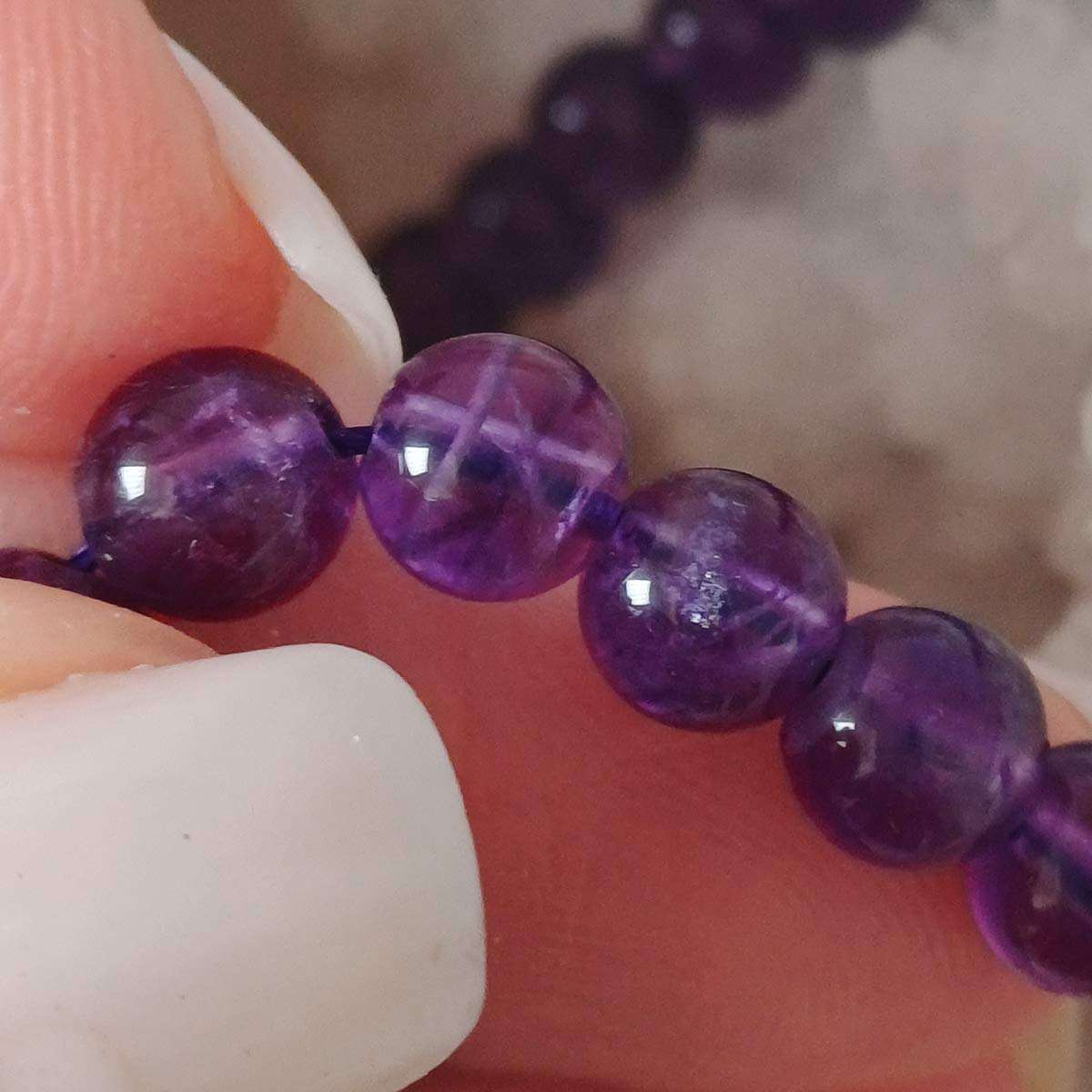 Amethyst Necklace with bead size 6mm - Image 2