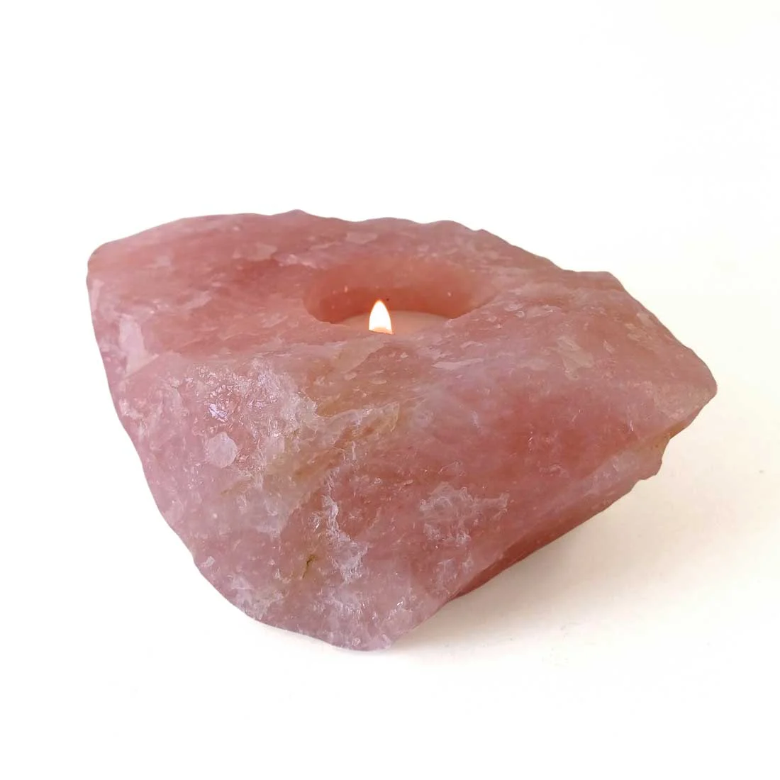 rose quartz candle holder