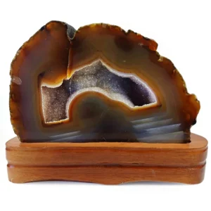 agate on wood base