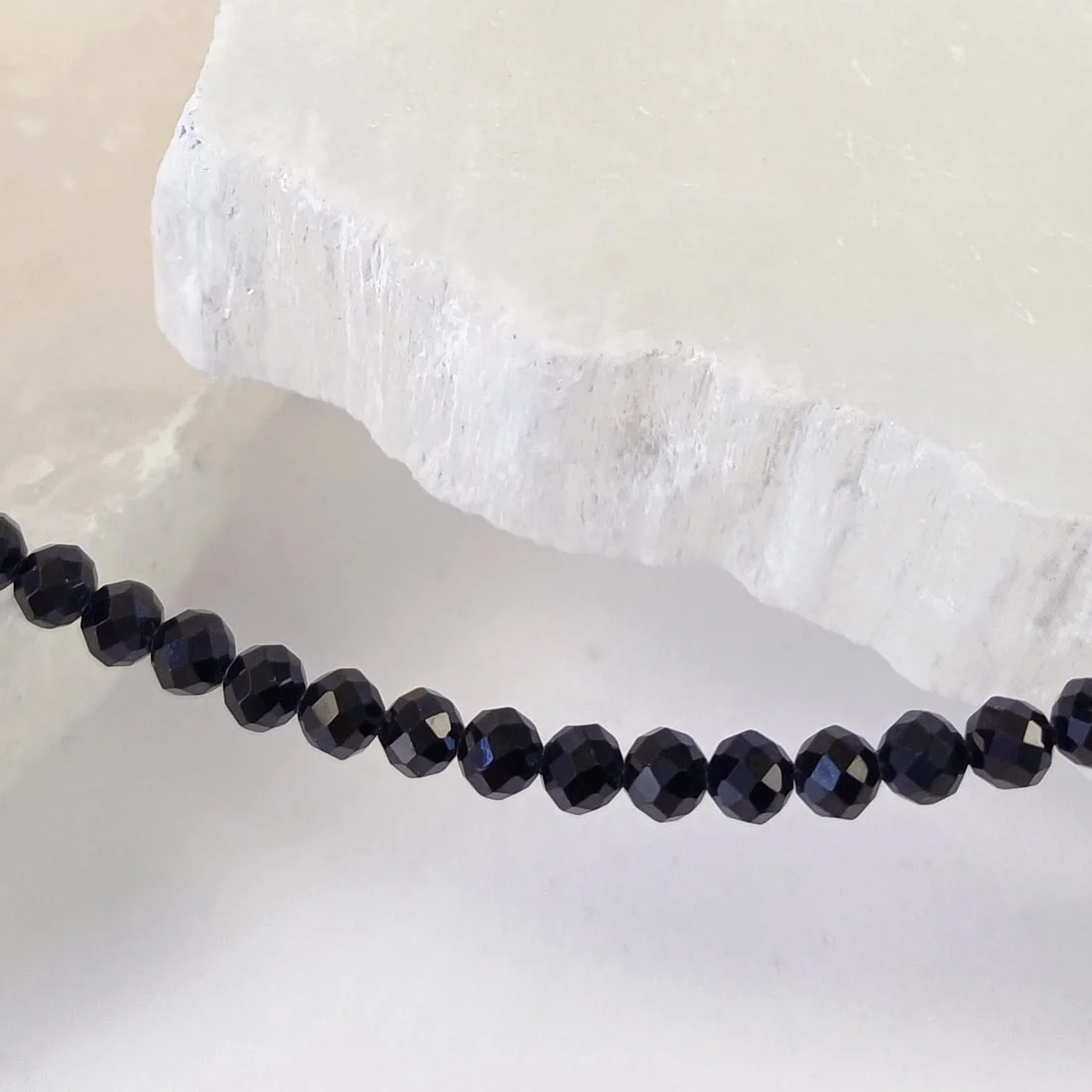 Black Spinel Necklace with Faceted Beads 4mm