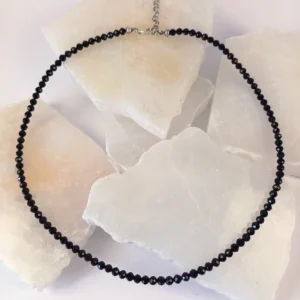 Black Spinel Necklace with Faceted Beads