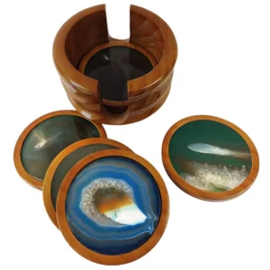 vintage coaster with agate slices