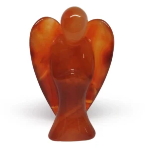 Angel figure made from vibrant orange Carnelian crystal.