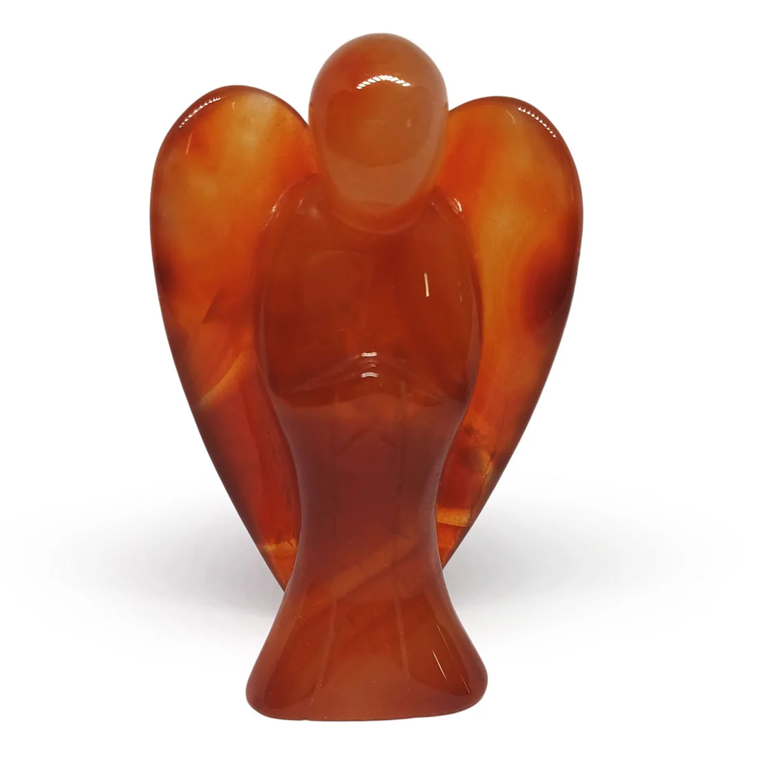 Angel figure made from vibrant orange Carnelian crystal.