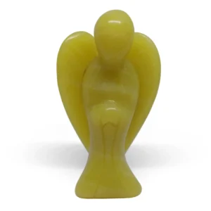 Carved Lime Jade Angel figurine with smooth polished surface and vibrant green tones.