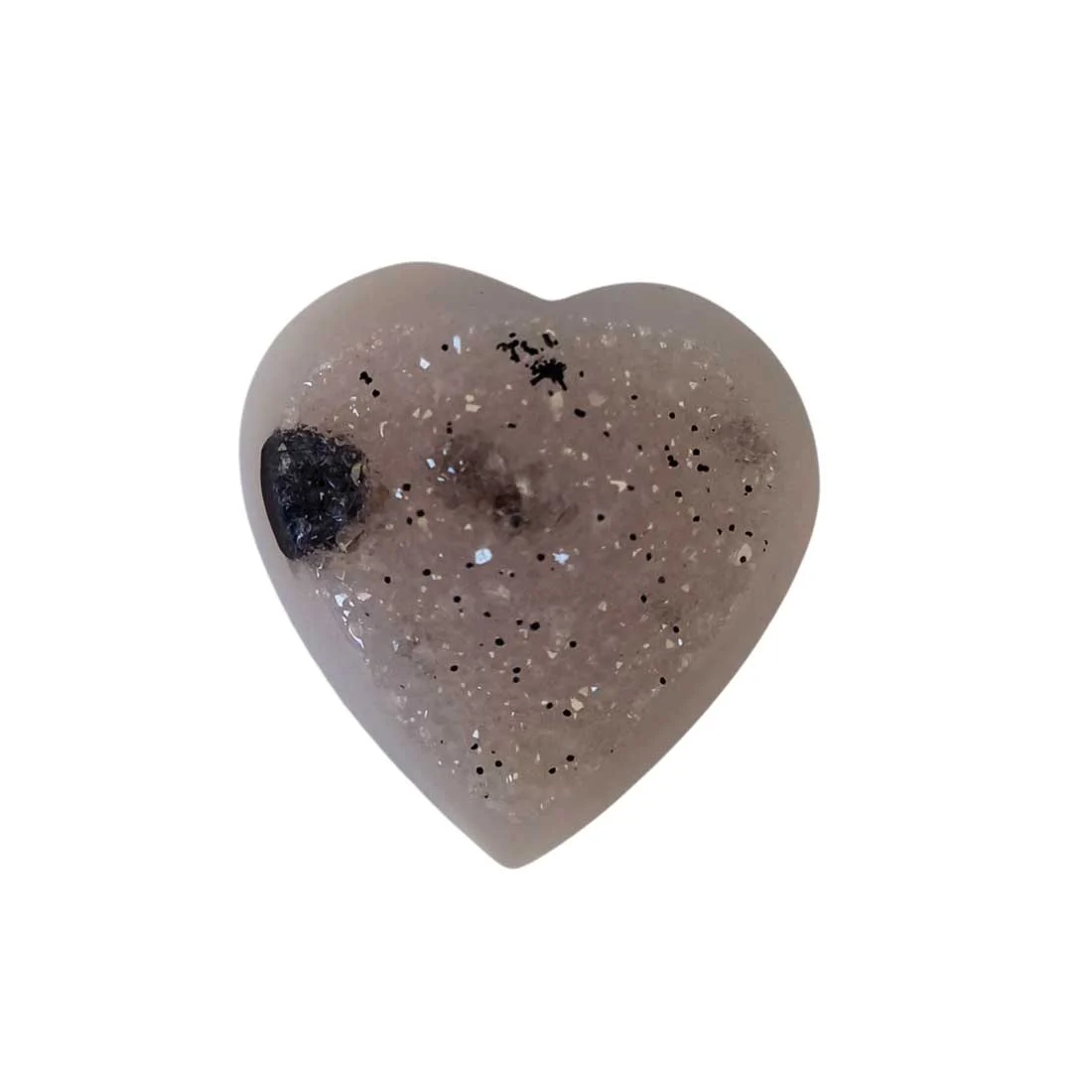 agate heart with druzy surface