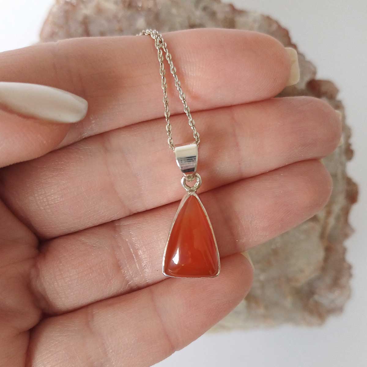 carnelian pendant in silver