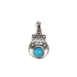 Vintage Larimar Filigree Pendant