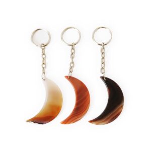 Agate keyrings in the shape of crescent moon