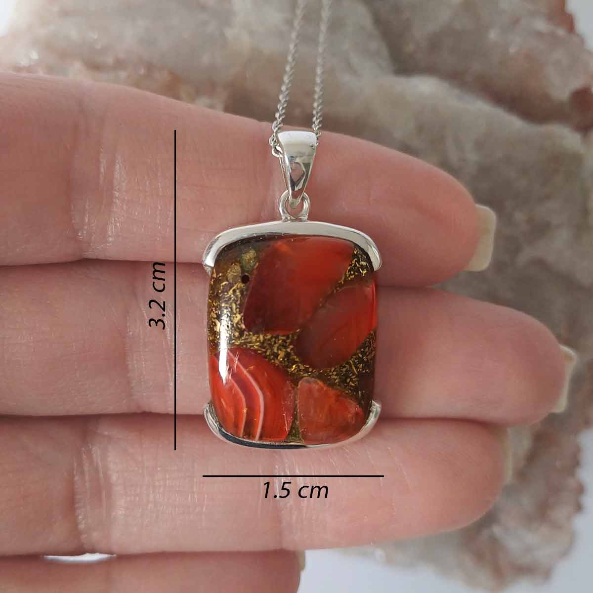 Carnelian with copper pendant