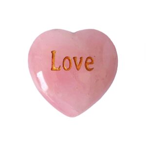 rose quartz with the word LOVE engraved