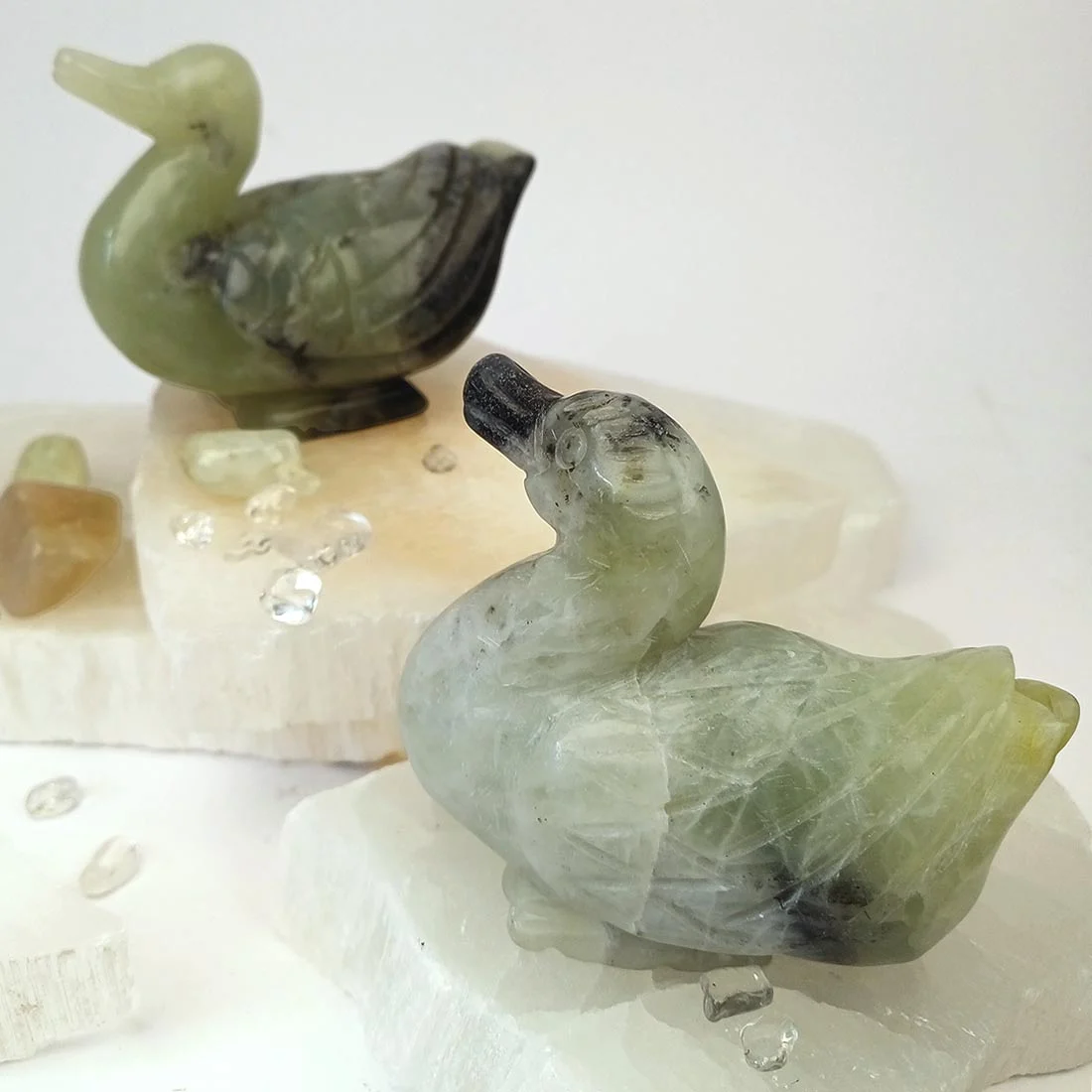 Green Jade Duck – Hand-Carved