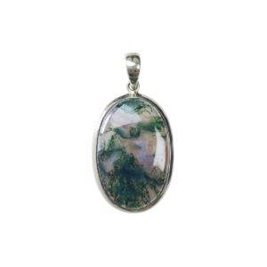 Moss agate oval pendant