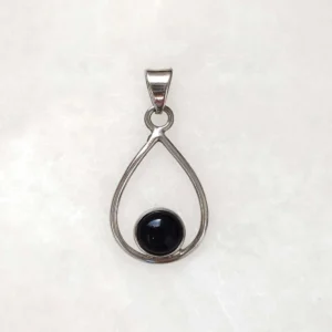 Black Onyx Drop Pendant – 925 Sterling Silver