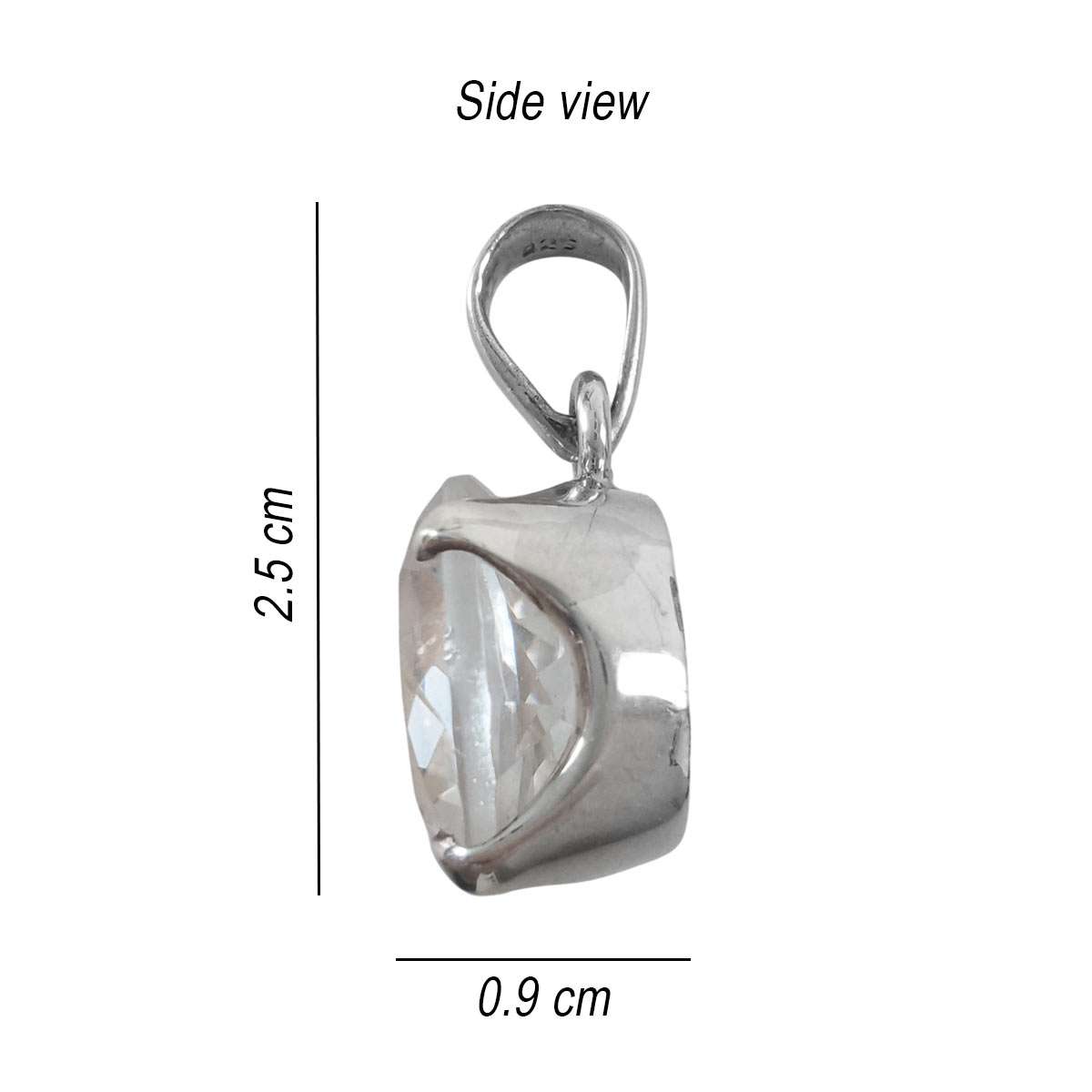 clear quartz pendant side view