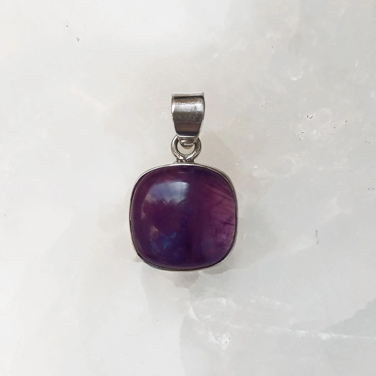 Amethyst Square Pendant – 925 Sterling Silver