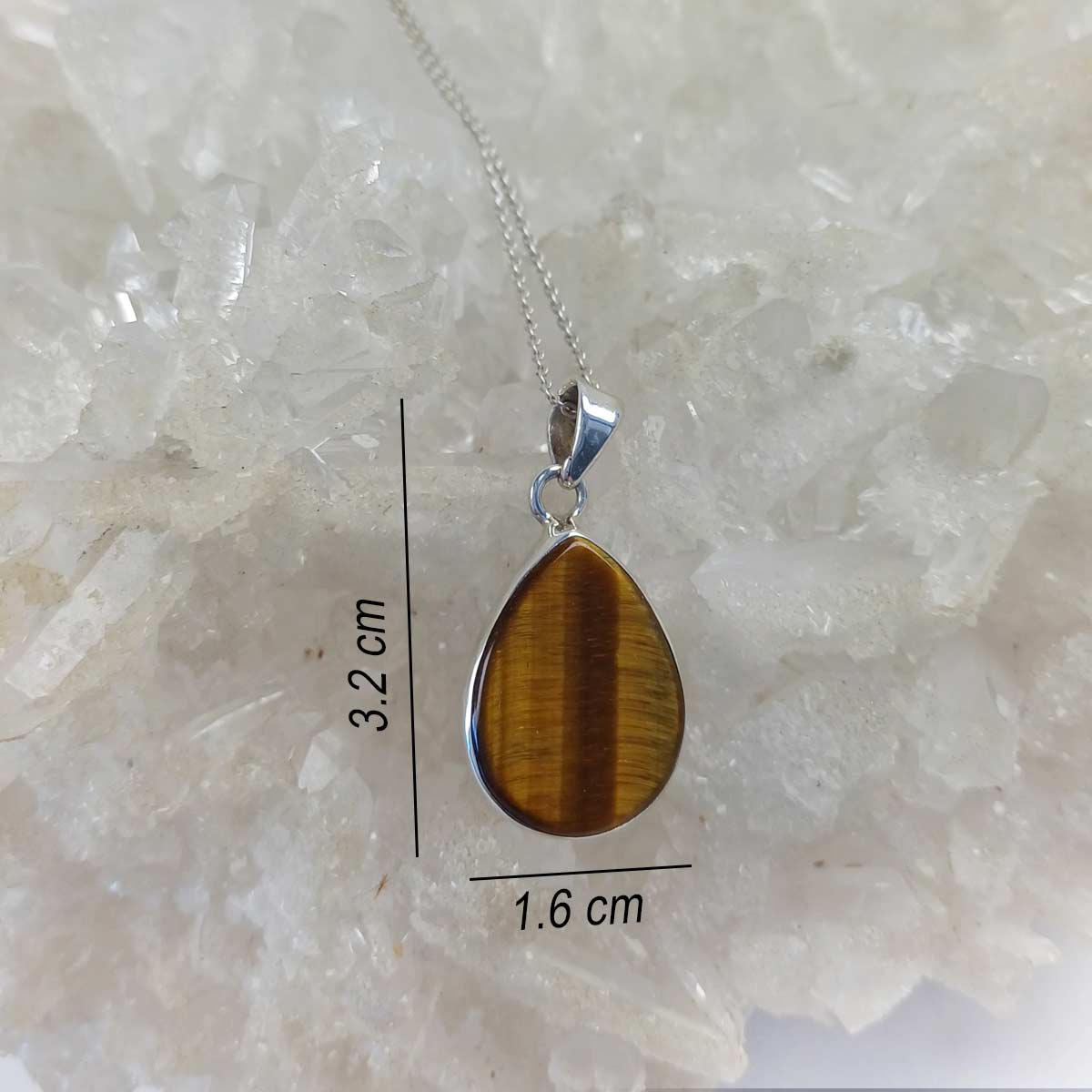 Tiger’s Eye Drop-Shaped Pendant – 925 Sterling Silver - Image 2