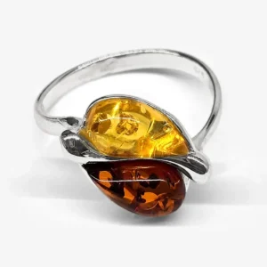 Amber Ring Size 18 - 925 Sterling Silver