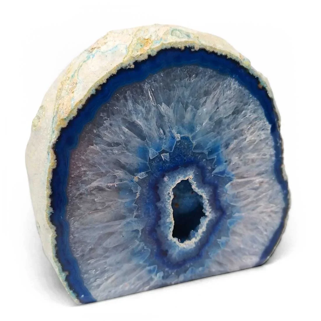 Agate Geode Brazil - Cut to Base Blue