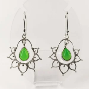 chrysoprase earrings in lotus design