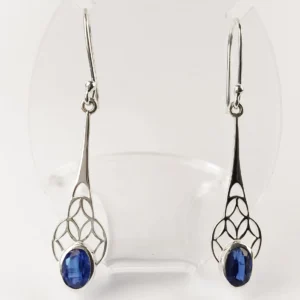 kyanite earrings drop shape, 925 silver