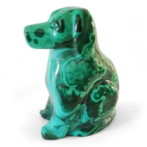 Dog Carving in Malachite 4x5 cm