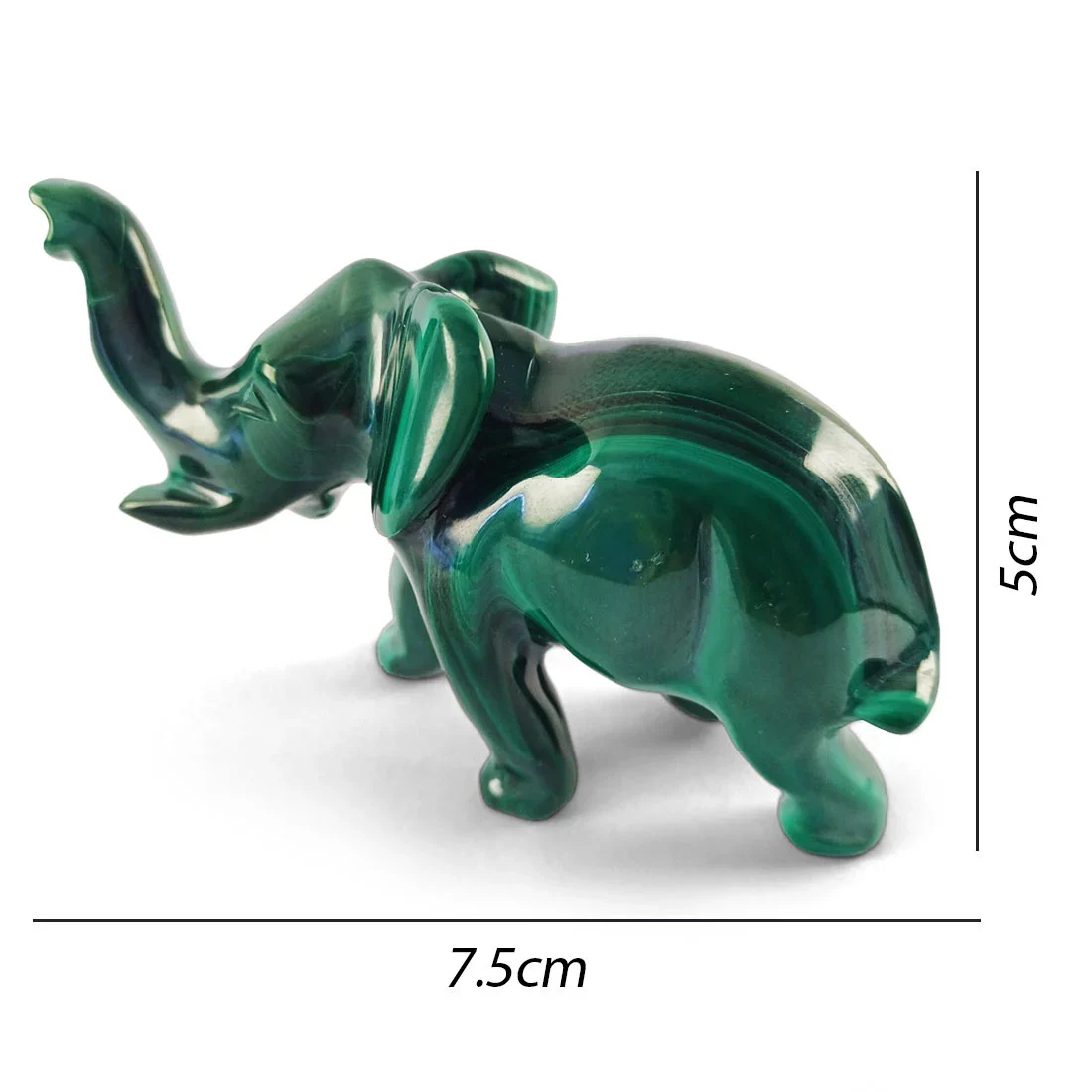 Elephant Carving in Malachite 7.5 x 5cm - Image 2