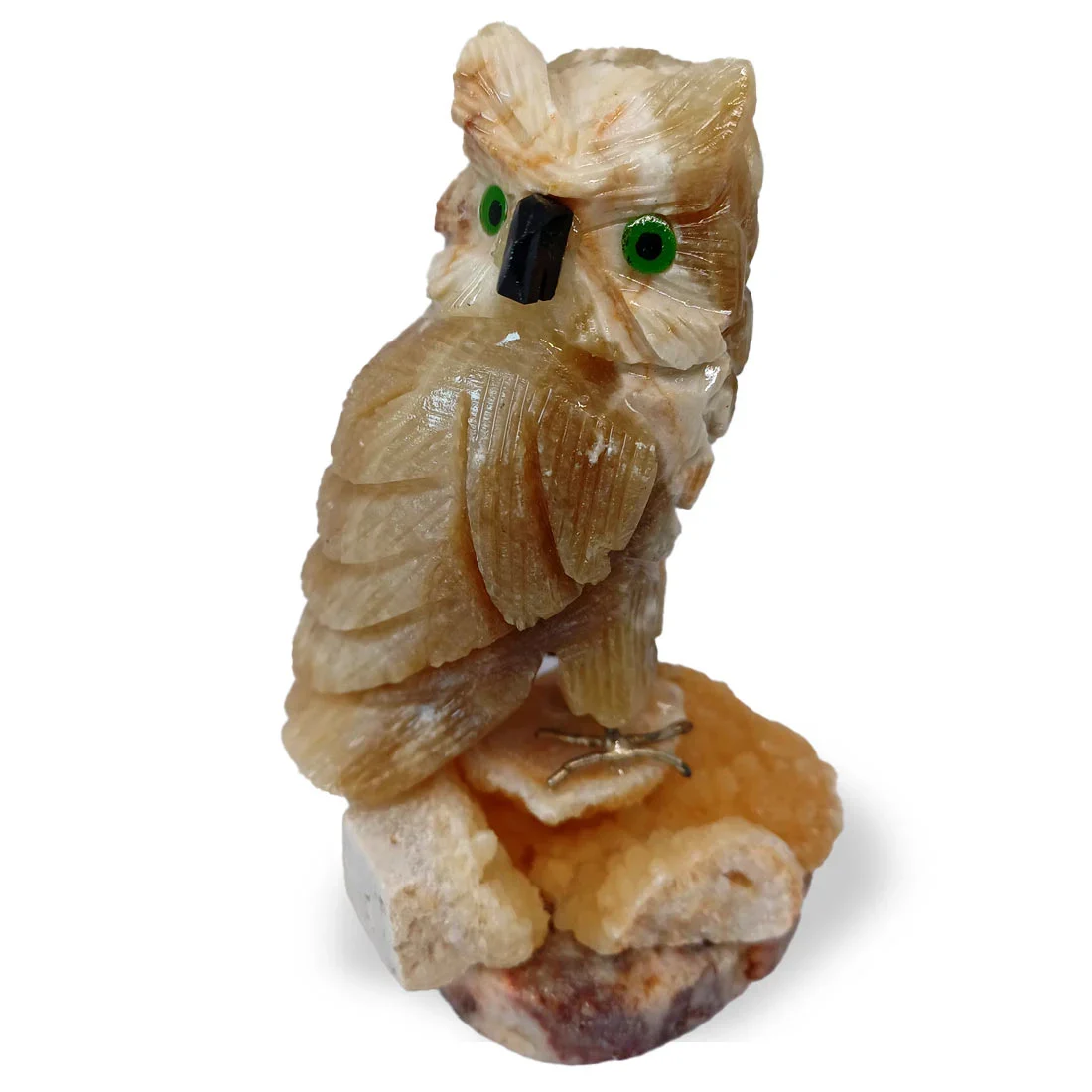 Owl Carving in Calcite 9.5 x 7.5cm