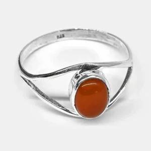 Carnelian Ring Set in Silver - Size 20 - 925 Sterling Silver