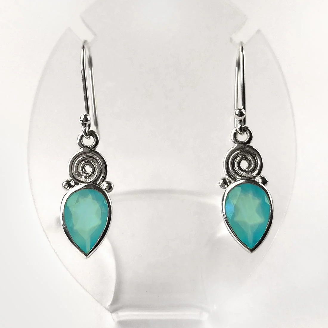 chalcedony earrings spiral