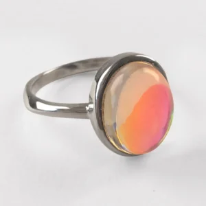 Dichroic Glass Ring Irregular Band Size 15 - 925 Sterling Silver