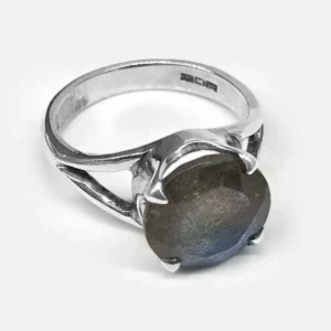 Labradorite Ring Boat Cut Split Band Size 14 - 925 Sterling Silver