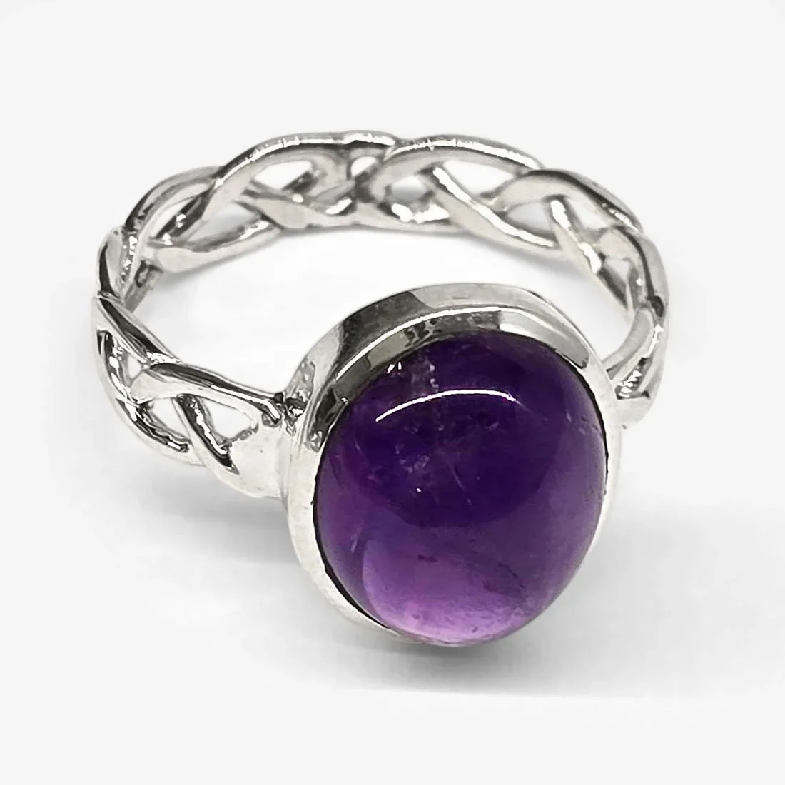 Amethyst Ring Celtic Band Size 16 - 925 Sterling Silver