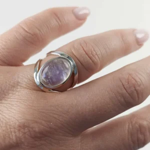 Moonstone Ring Wide Split Band Size 13 - 925 Sterling Silver