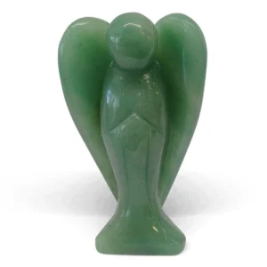Carved Green Aventurine Angel figurine with polished surface and natural green tones.