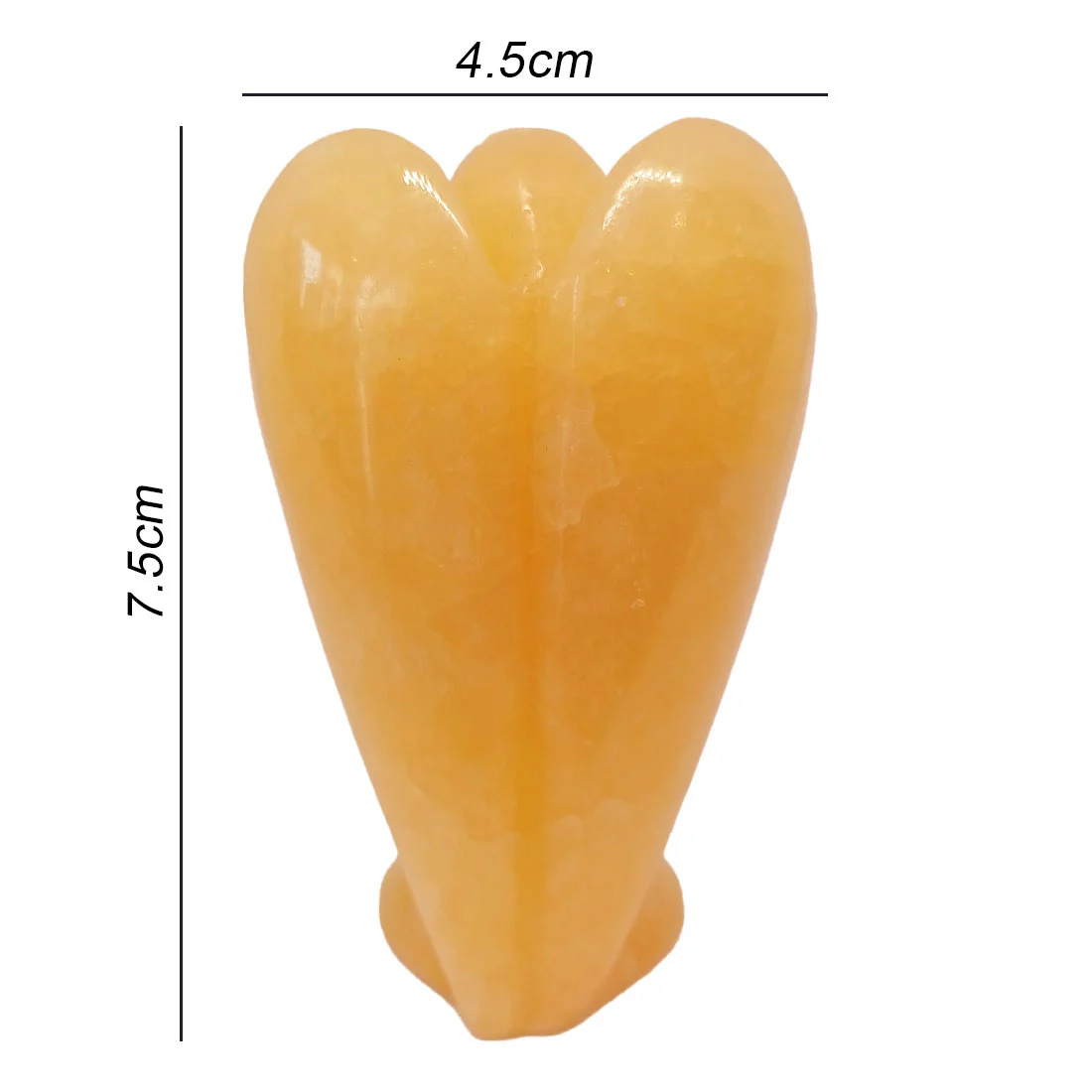 Carved Orange Calcite Angel figurine with smooth polished finish and glowing orange tones.