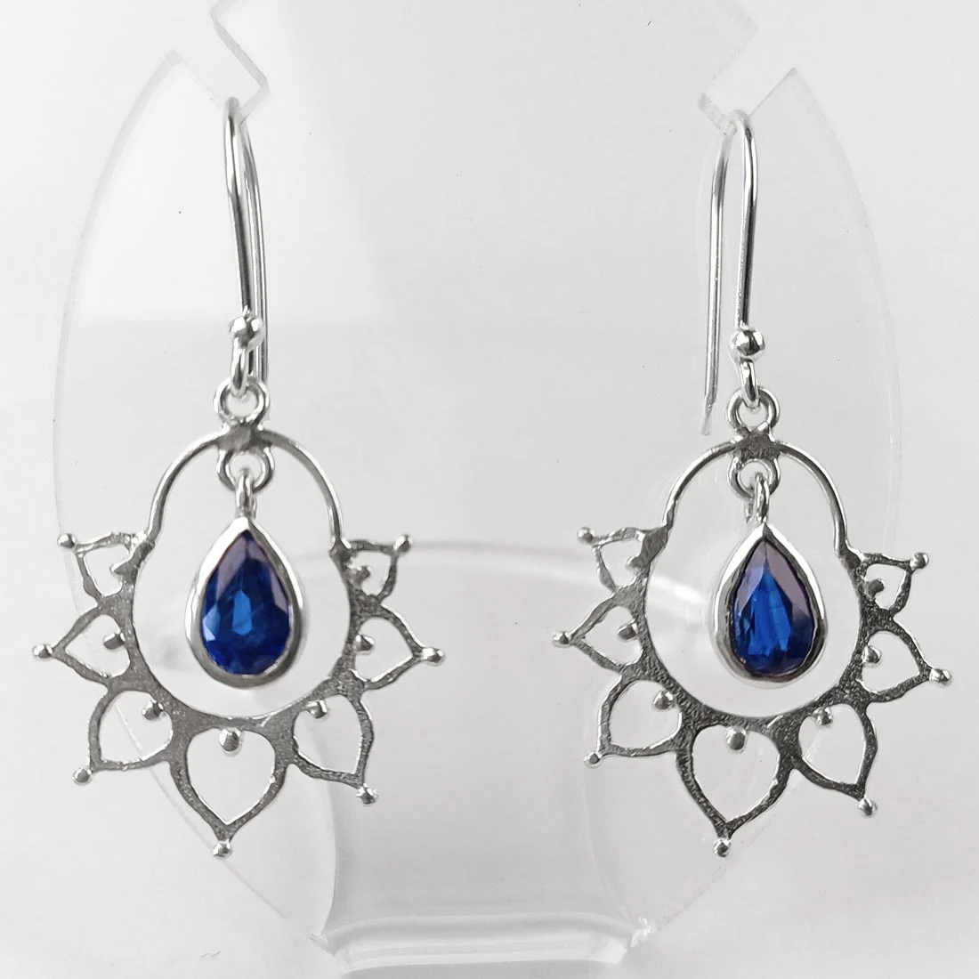 kyanite lotus earrings